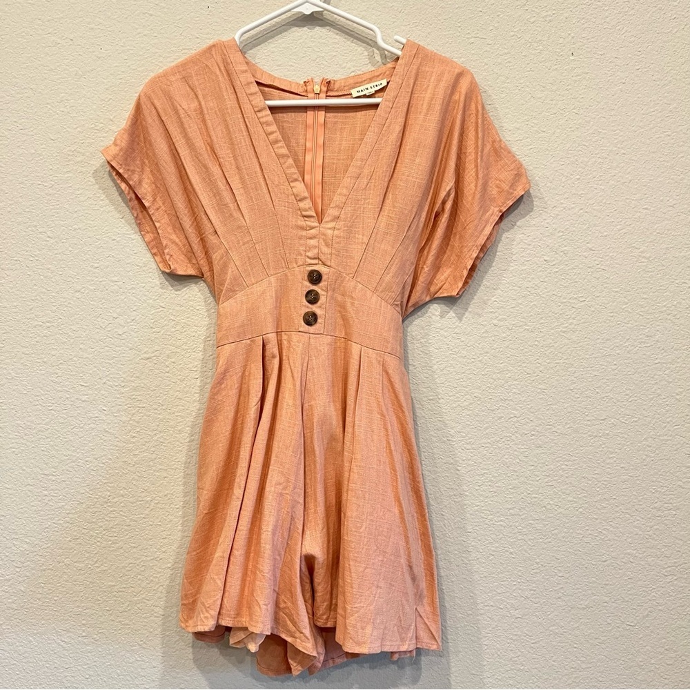 Main Strip Romper Coastal Prairie Linen Blend Vacation Size Small